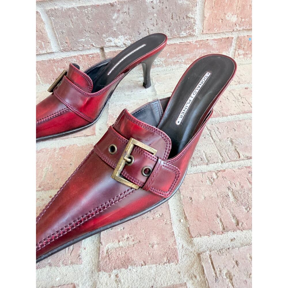 Donald J. Pliner Vintage Red Mules Heels Size 9 New! - Picture 4 of 10